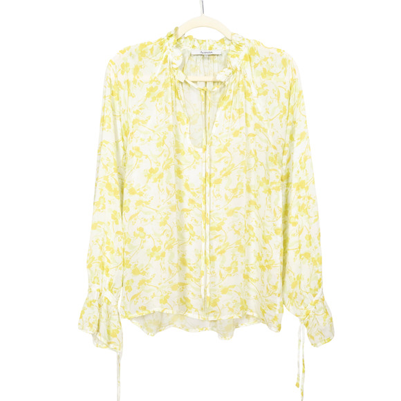 AURETA Anthropologie Sheer Printed Blouse in Green Moss Motif Women's Small - Picture 1 of 6